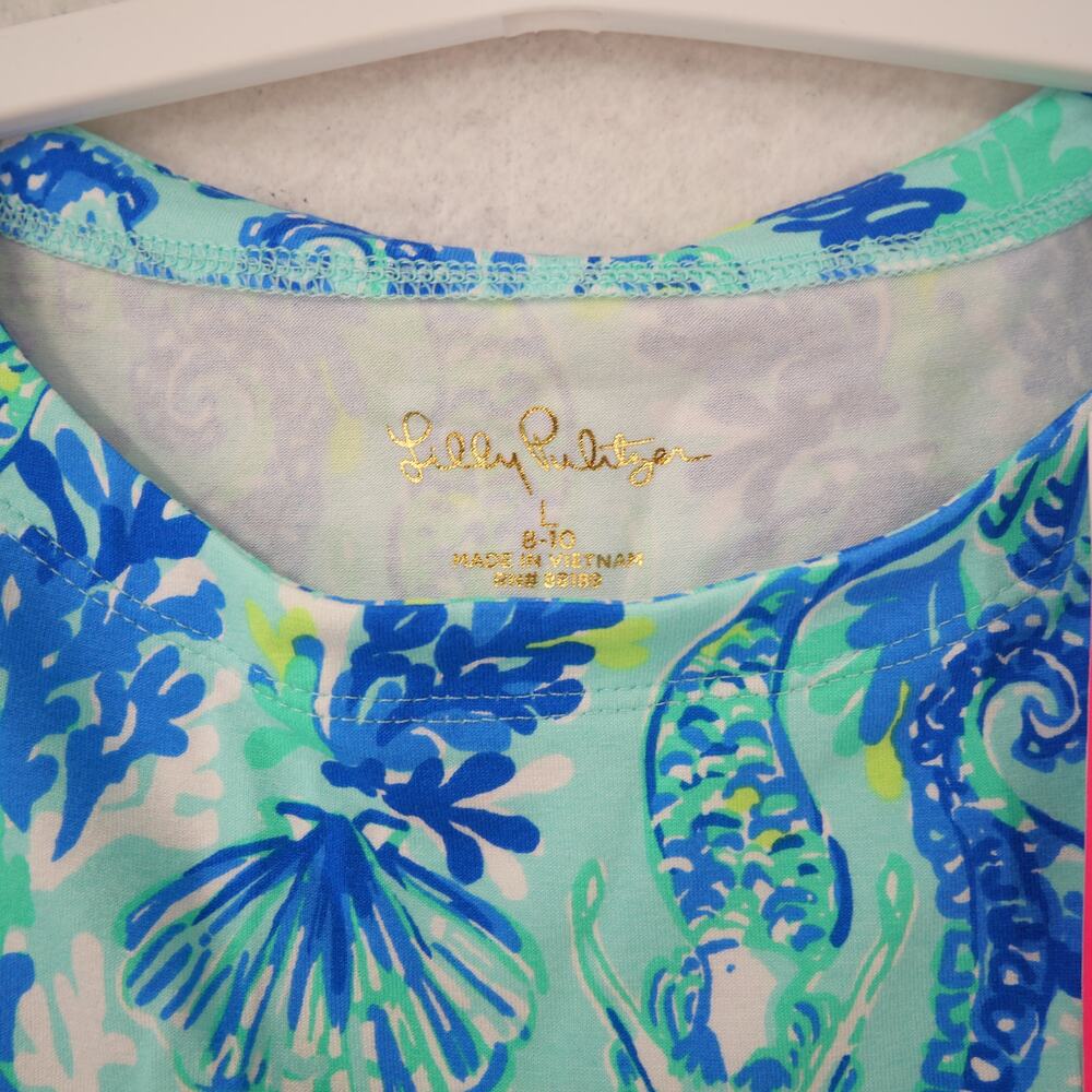 Lilly Pulitzer Girl's Large Dress Mini Sophie Ruffle Sea Glass Seeing Double NEW - Picture 6 of 12